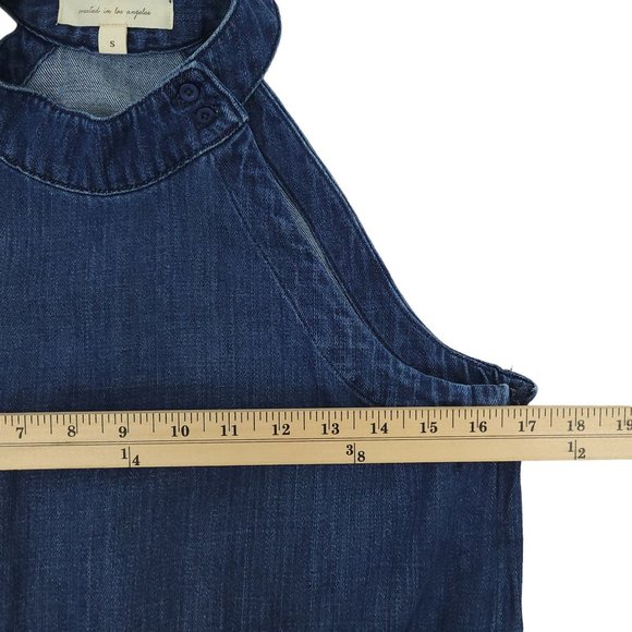 Cloth and Stone Blue Chambray Halter Mock Neck Denim Jumpsuit Womens S Wide Leg - Picture 3 of 16
